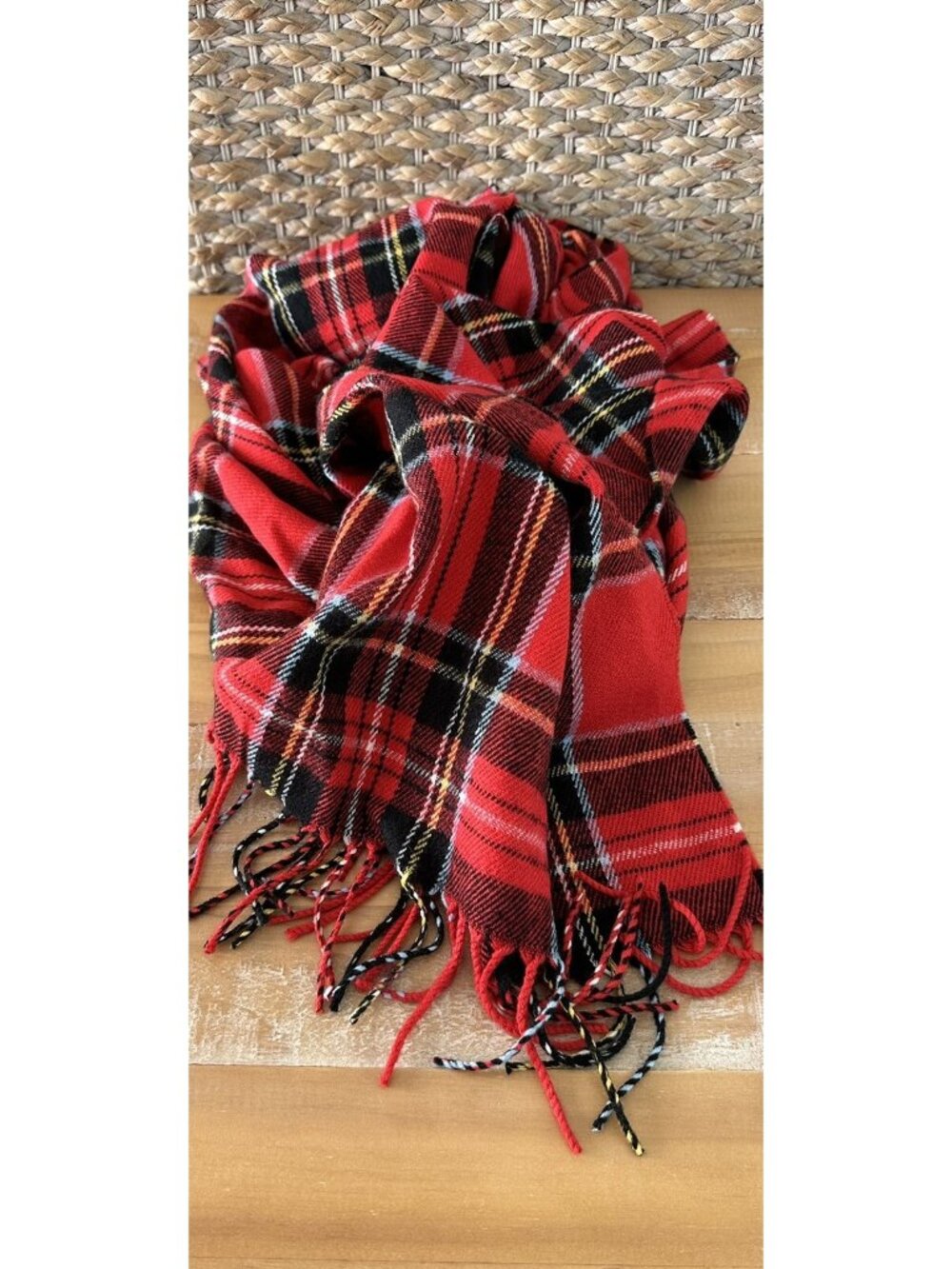 J Crew Classic Plaid Scarf Plaid Red 72” Christmas, Winter, Traditional, Preppy